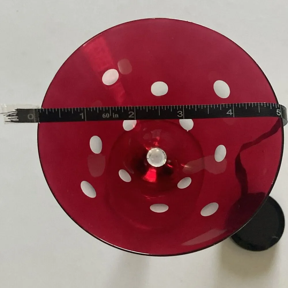 Unbranded Wine Glass Red Polka Dot Glass Excellent Condition